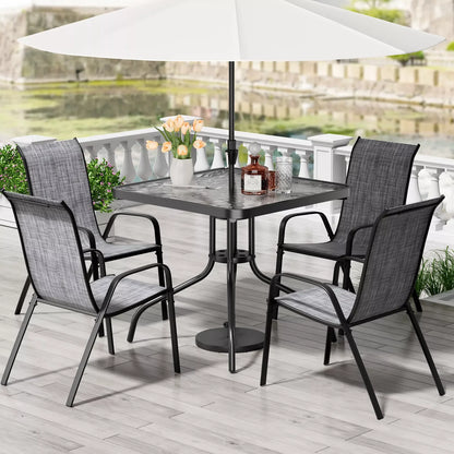 5 Pieces, All Weather Outdoor Patio Dining Set W/ 30"x30" Table and 4 Stackable Chairs