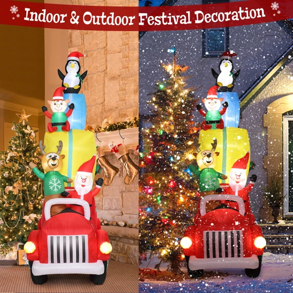 12ft LED Lights Santa Claus Driving With Gifts Inflatable