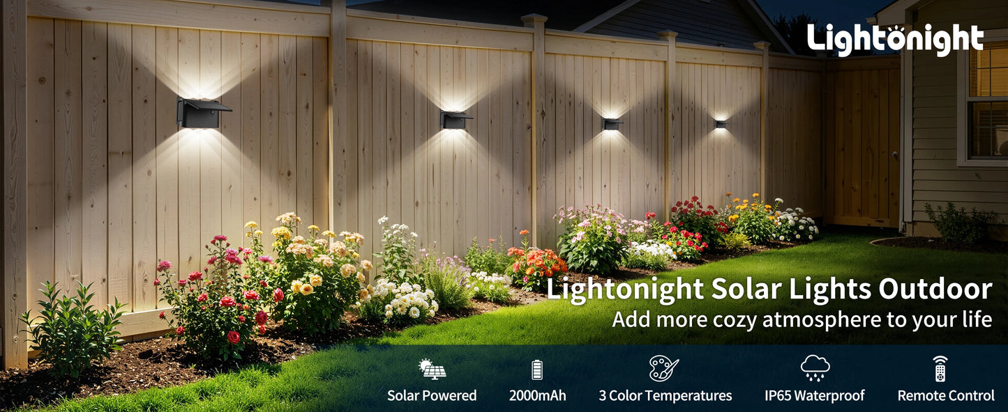 Solar Wall Lights 2 Pack with Remote, 3 Color Modes