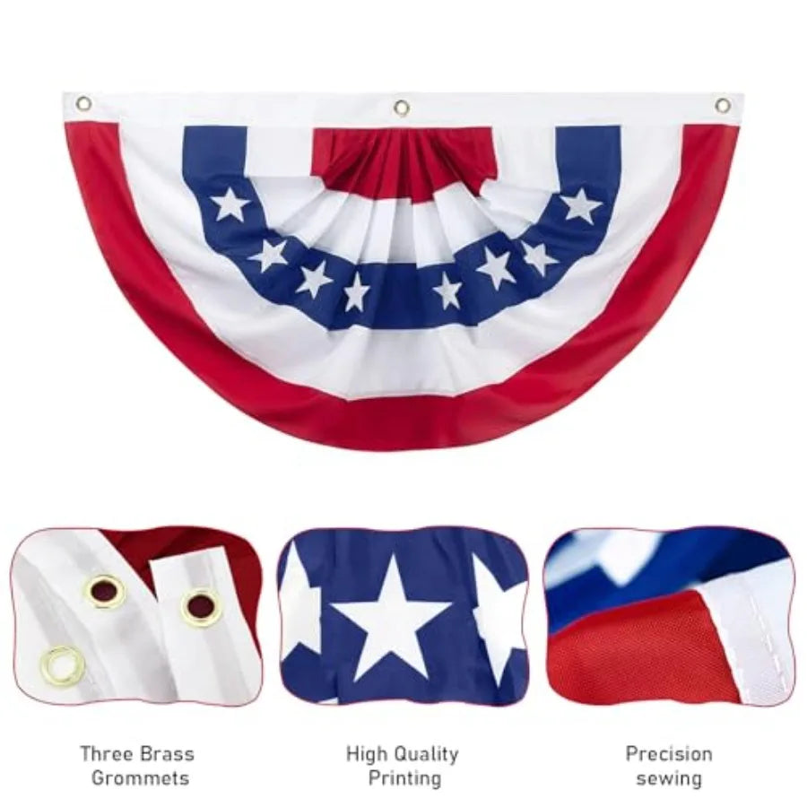 10/12 Pieces American Pleated Fan Flag, 3 X 1.5 Feet