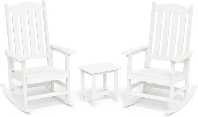 All Weather Resistant Outdoor Rocking Chairs Set of 3, 2 Chairs & 1 Table