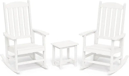 All Weather Resistant Outdoor Rocking Chairs Set of 3, 2 Chairs & 1 Table