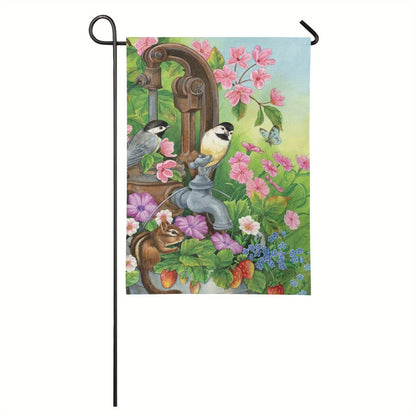 Hummingbird & Flowers Garden Flag