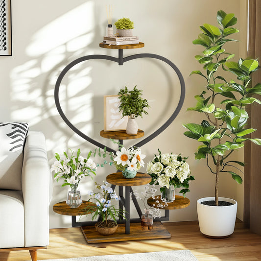 5 Tier Metal Plant Stand Heart-shape Flower Display Rack