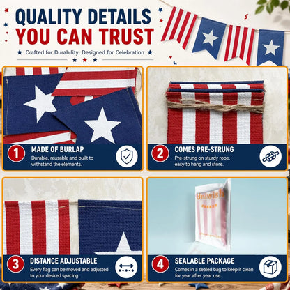 Patriotic Stars & Stripes Bunting Banner
