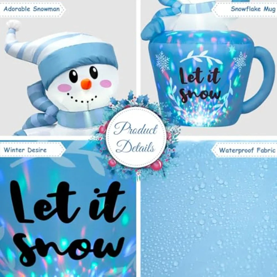 5FT Winter Inflatable Snowman in Mug