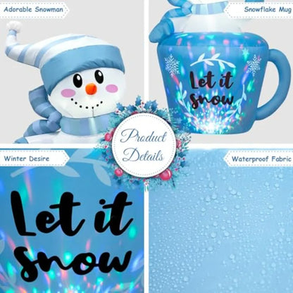 5FT Winter Inflatable Snowman in Mug