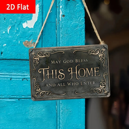 "God Bless This Home" Metal Wall Decoration