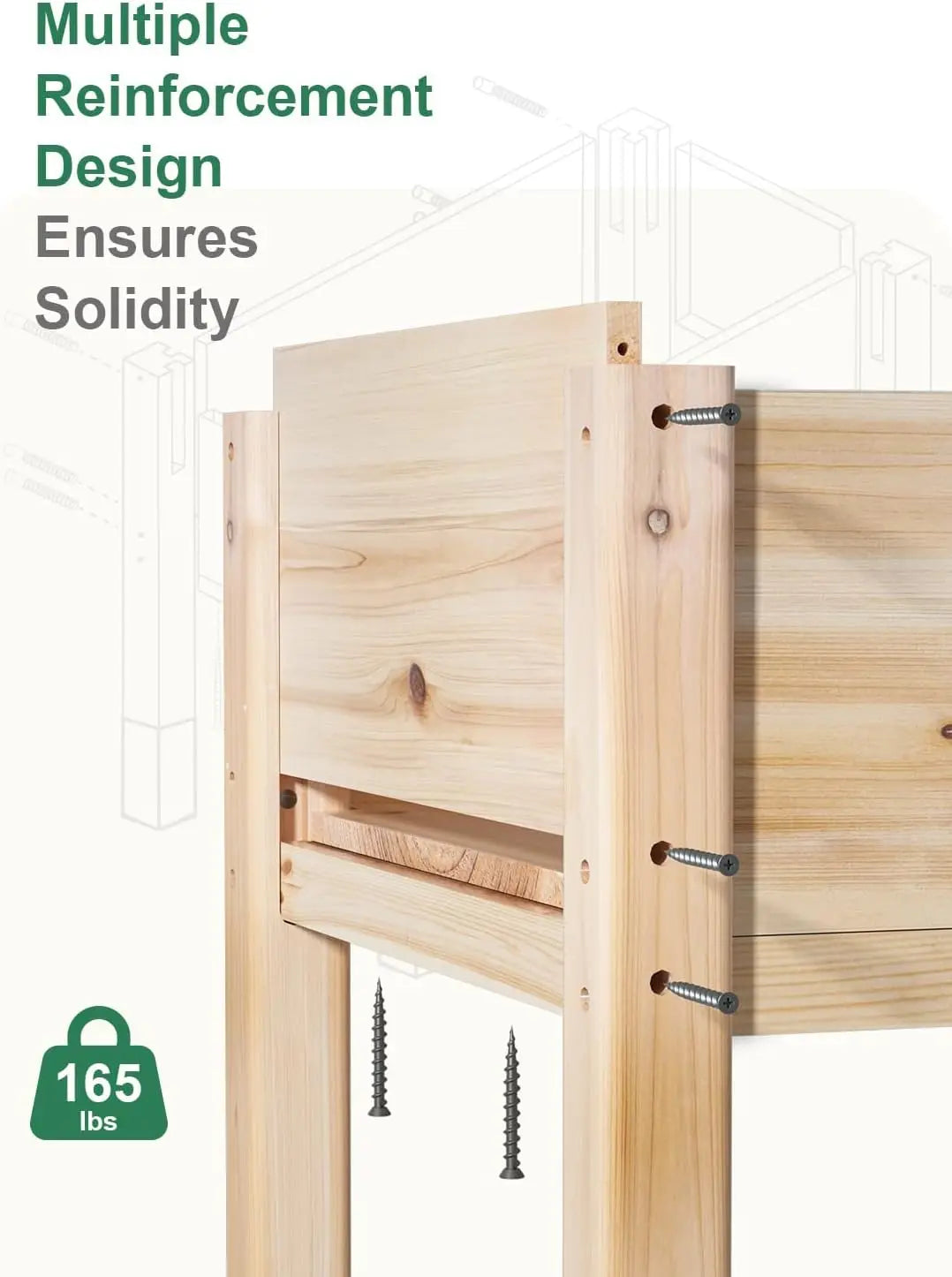 Elevated Wooden Garden Bed with Legs, 48"L x 24"W