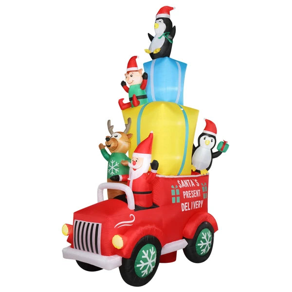 12ft LED Lights Santa Claus Driving With Gifts Inflatable