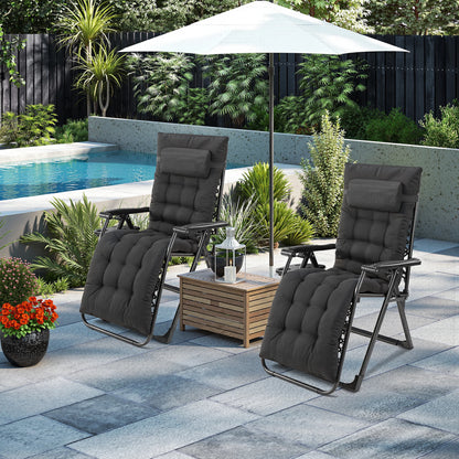Zero Gravity Portable Recliner with Cup Holder Trays and Adjustable Pillow