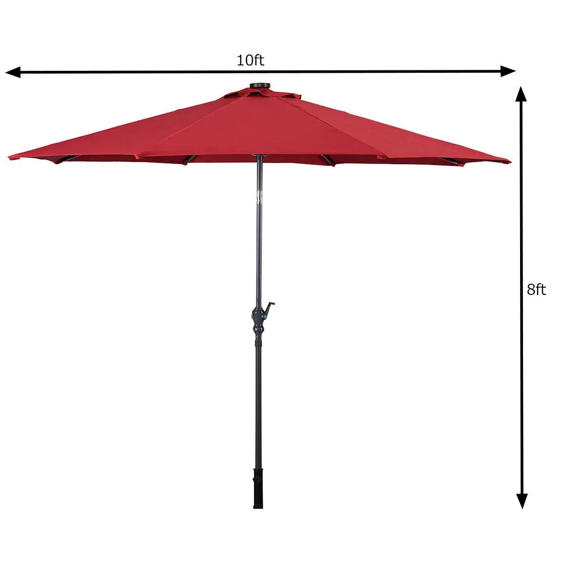 10FT Patio Solar Umbrella with Tilt and Crank