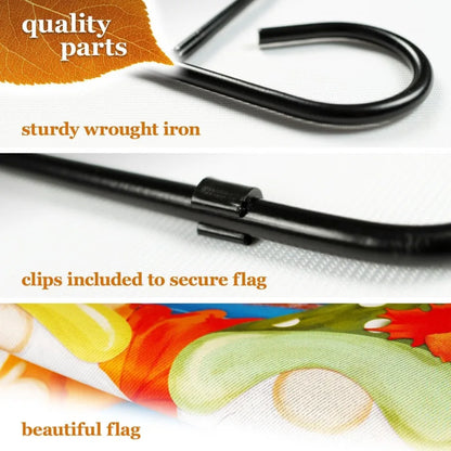 Combo Pack Garden Flag Stand Black 36 x 16 and Fall Garden Flag 12x18