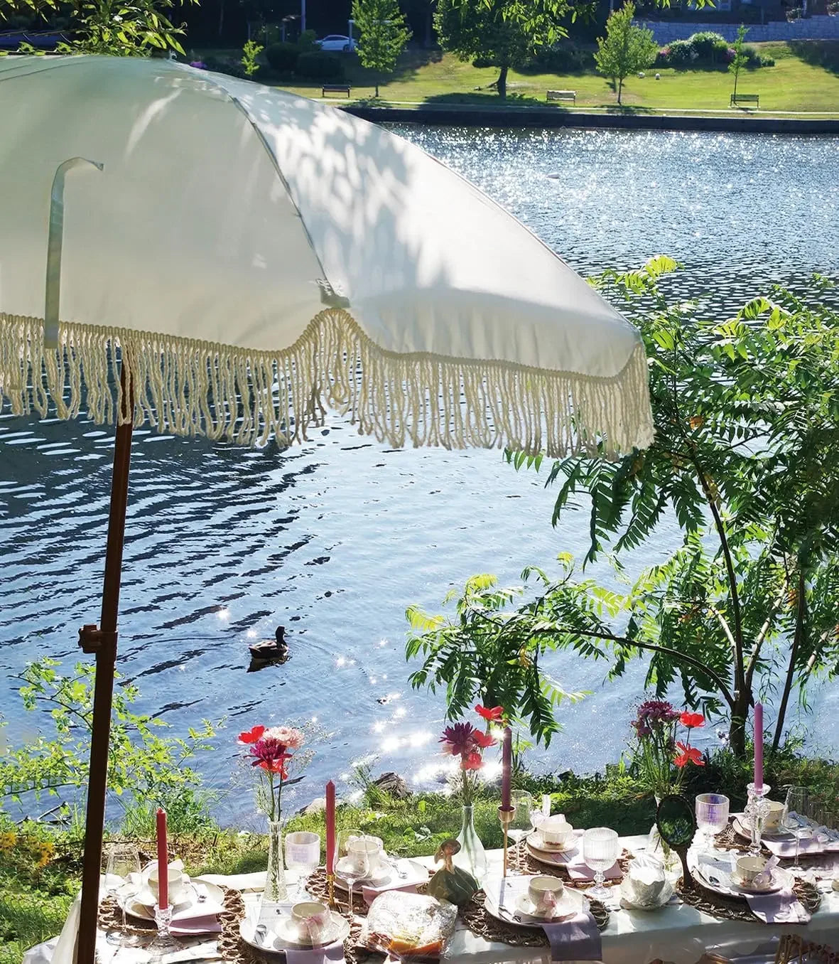 7ft Patio Umbrella with Fringe