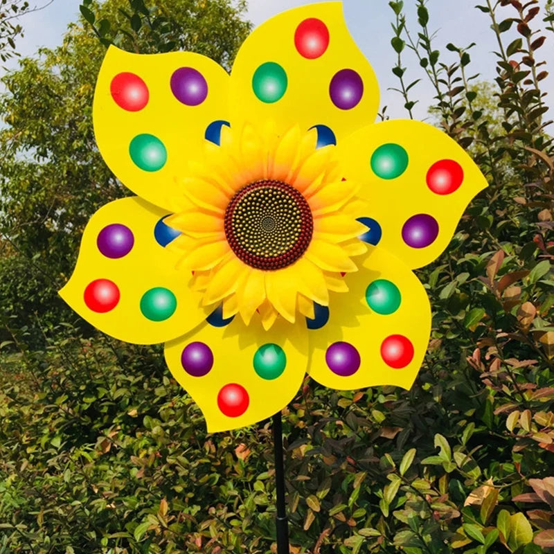 4PCS Outdoor Colorful Sunflower Wind Spinner Stake