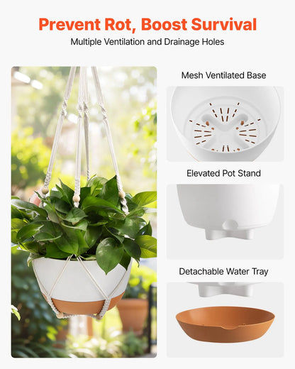 Hanging 10 Inch Self-Watering Flower Pot 2 Pack Indoor & Outdoor