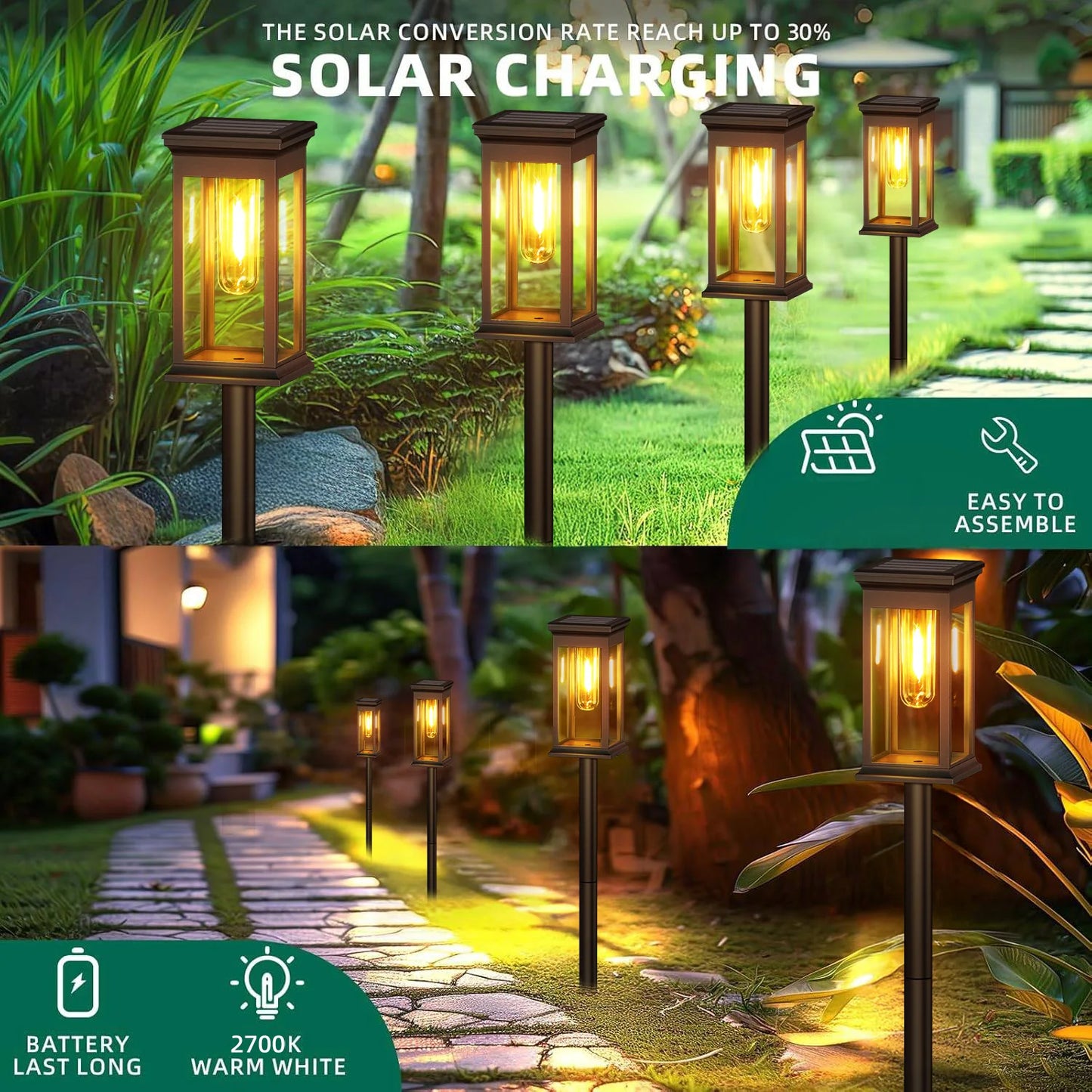6/12 Pack Solar Lights for Yard/Garden Walkway