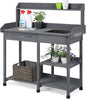 Outdoor Potting Bench with Drawer/Adjustable Shelf Rack/Removable