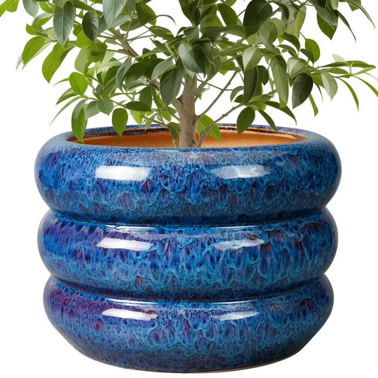 Ceramic 10 Inch Indoor Outdoor Planter with Drainage Hole