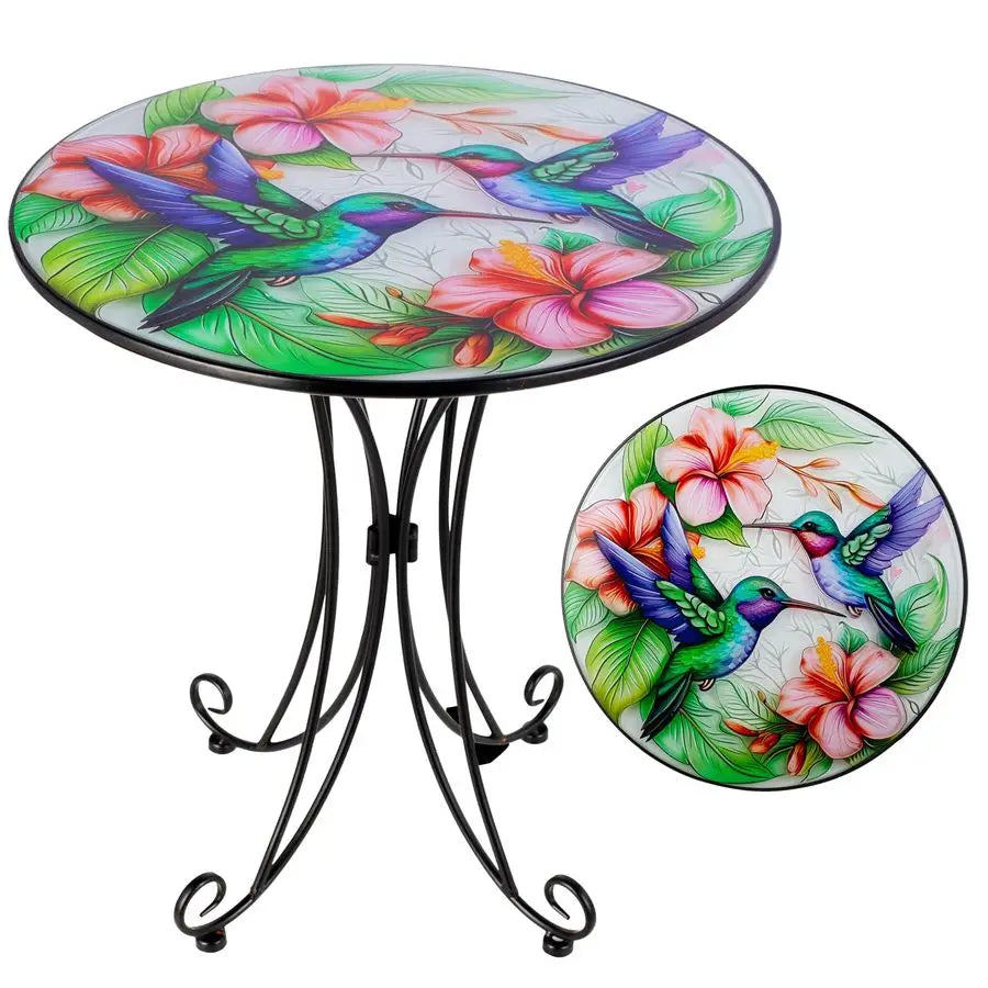 18 Inch Outdoor Glass Top Side Table