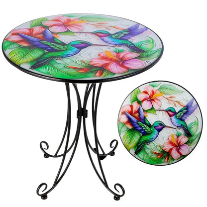 18 Inch Outdoor Glass Top Side Table