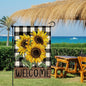 Double-Sided Sunflower & Buffalo Floral Welcome Garden Flag