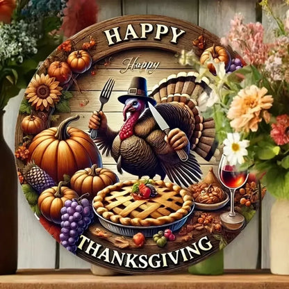 "'Happy Thanksgiving' – 1pc 2D Round Plaque