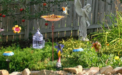 Outdoor Birdbath Birdfeeder with Metal Stake