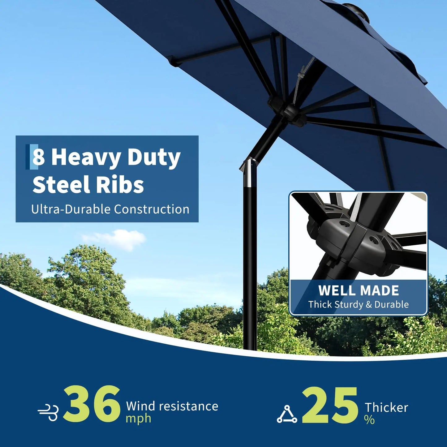 10FT Patio Umbrella With Crank Lift & Tilt