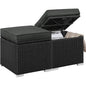 Wicker Ottomans, Set of 2 with Hidden Storage & Removable Cushion