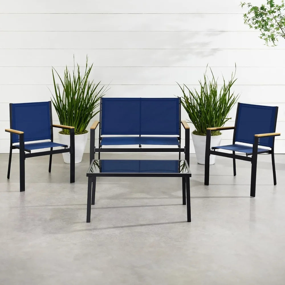 4-Piece Outdoor Textilene Patio Conversation Set