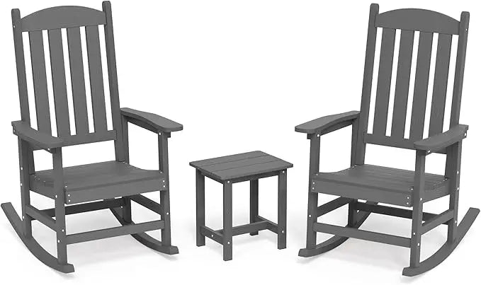 All Weather Resistant Outdoor Rocking Chairs Set of 3, 2 Chairs & 1 Table