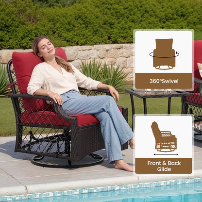 3-Piece Swivel Patio Bistro Set with Cushions & Table