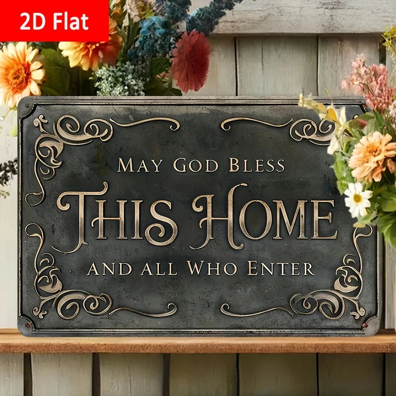 "God Bless This Home" Metal Wall Decoration