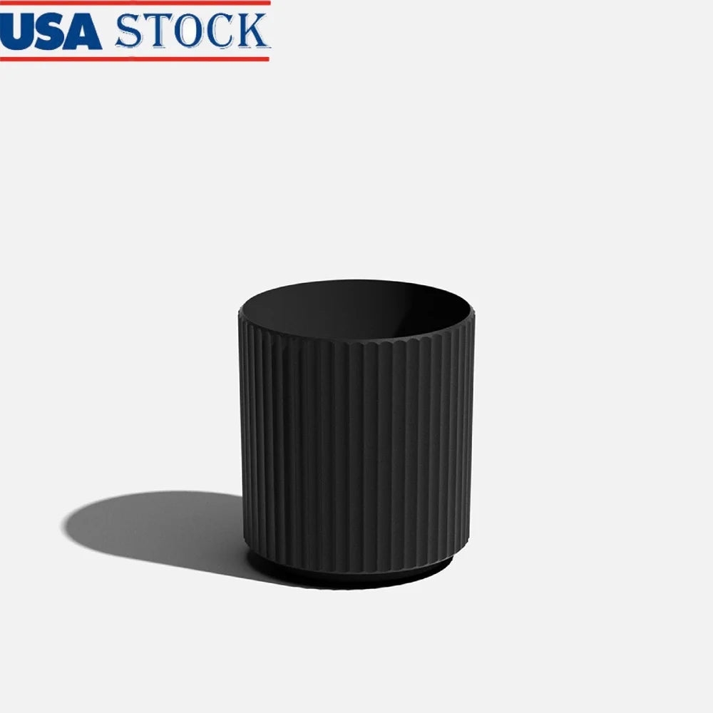 12 Inch Round Weather Resistant Lightweight Fluted Plastic Pot with Drainage Holes