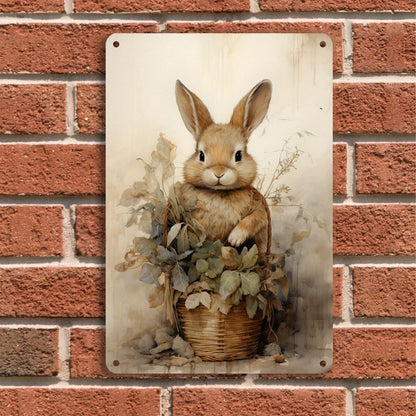 Basket Bunny Vintage Easter Wall Art Sign