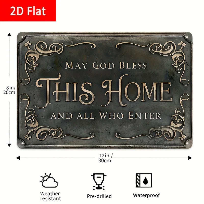 "God Bless This Home" Metal Wall Decoration