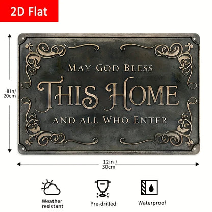 "God Bless This Home" Metal Wall Decoration