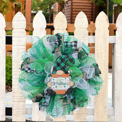 St Patrick s Day Gnome Wreath with Shamrock Print