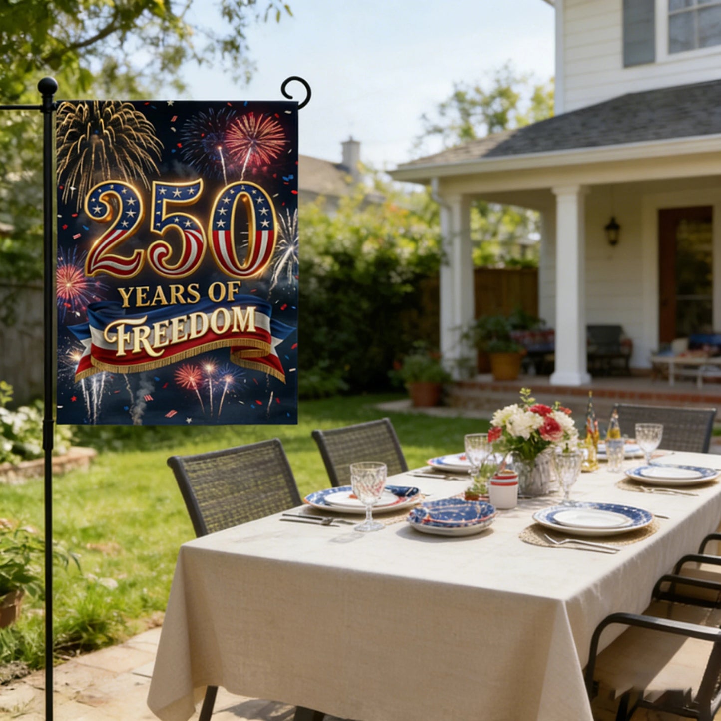 Patriotic Garden Flag 250th Anniversary Theme