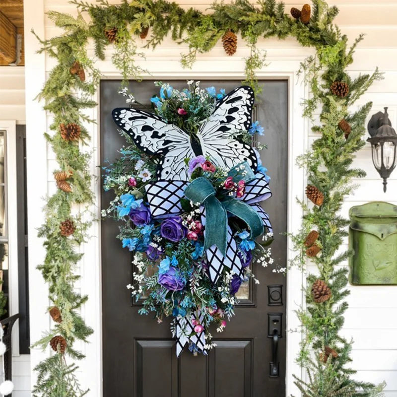Spring Rose Butterfly Wreath