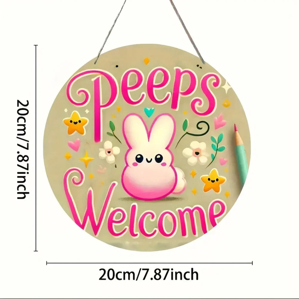 Farmhouse Easter metal sign with Bunny Logo, Lilies & Spring Decor