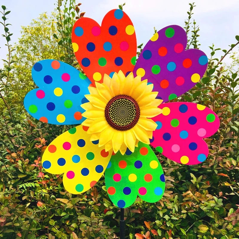 4PCS Outdoor Colorful Sunflower Wind Spinner Stake