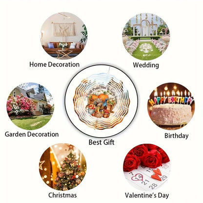 2D Fall Thanksgiving Metal Wind Spinner