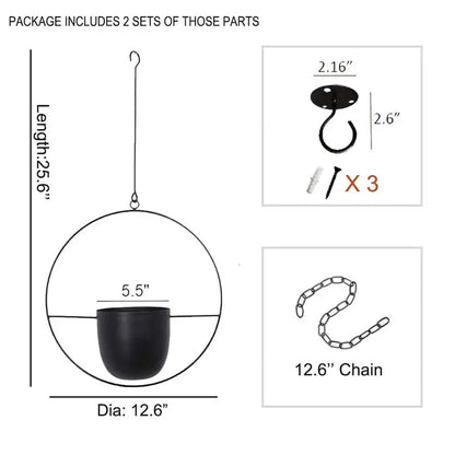 2 Pcs Hanging Planters with Hooks and Chains