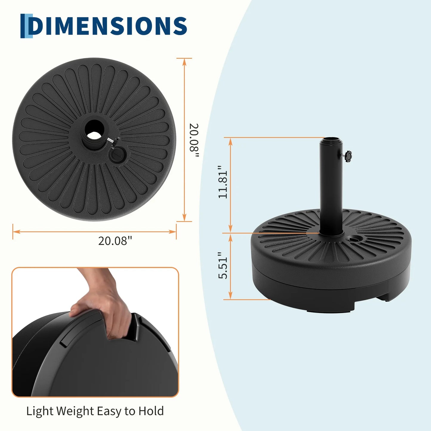 Heavy-Duty Water-Filled Patio Umbrella Base Stand