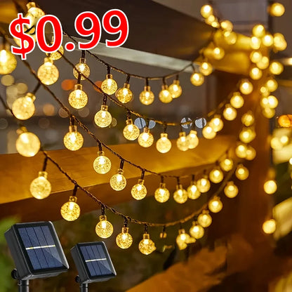Outdoor Solar Star Crystal Globe String Lights