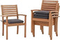 Stackable Outdoor Acacia Wooden Chairs w/Armrest & Removeable Fabric Cushion Set of 4,