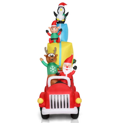 12ft LED Lights Santa Claus Driving With Gifts Inflatable