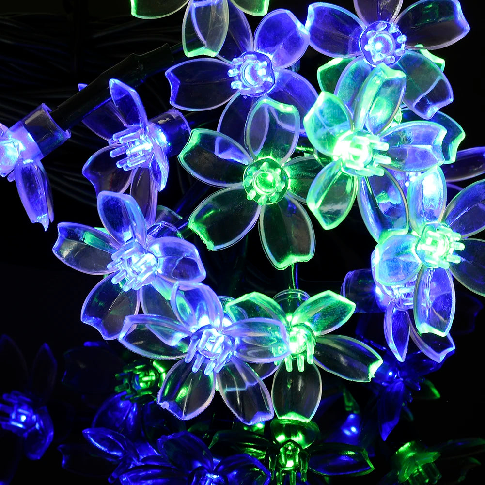 50LED Solar Power Cherry Blossom Fairy String Lights